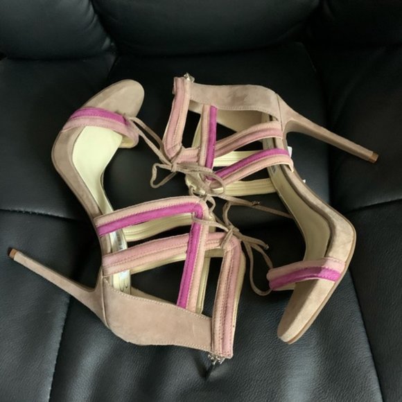 Jessica Simpson Pink Suede Cage Sandals Size 8.5 New - Picture 5 of 8